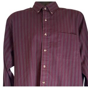 Vintage The Mens Store at Sears Burgundy Pinstripe Button Down Shirt Long Sleeve